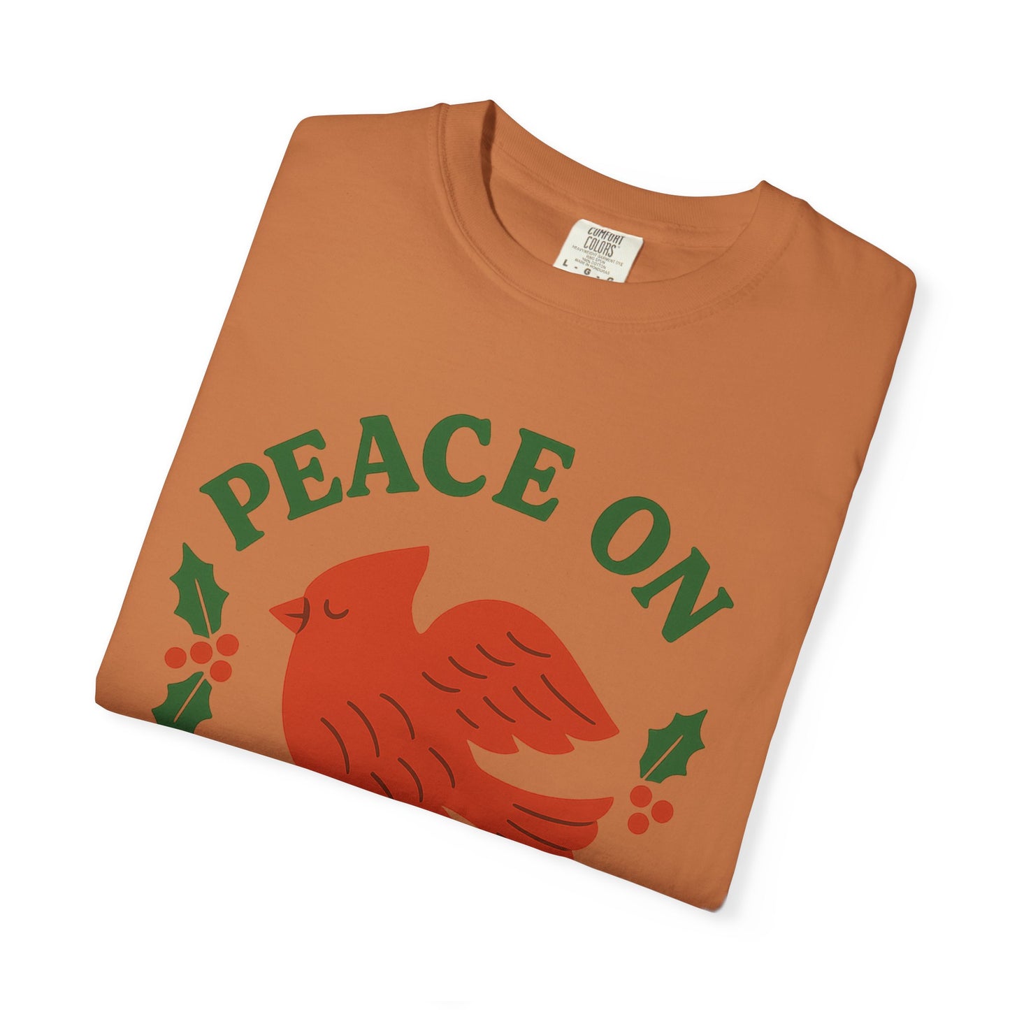 Peace On Earth Dove T-Shirt | Christmas holiday bird typography, Comfort Colors t-shirt