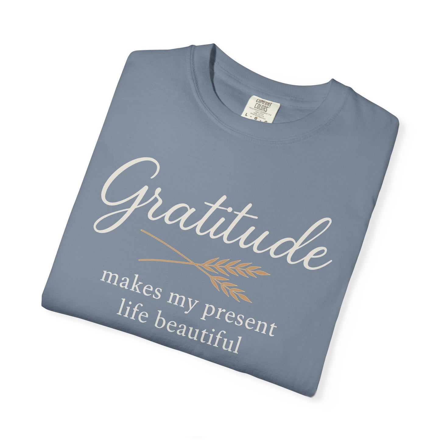 Gratitude script quote T-Shirt | Gratitude makes my present life beautiful, Comfort Colors