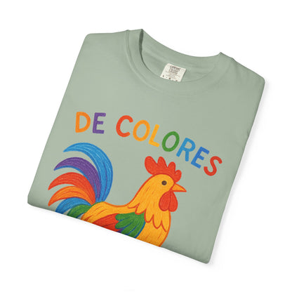 De Colores Comfort Colors Rooster T-shirt, Colorful Unisex Tee, Vibrant Rooster Shirt, Rainbow Chicken Top, Chicken Lover Gift