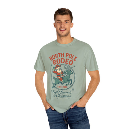 North Pole Rodeo Comfort Colors Tshirt, Christmas Unisex Tee, Holiday Graphic Shirt, Soft Cotton Top, Festive Apparel
