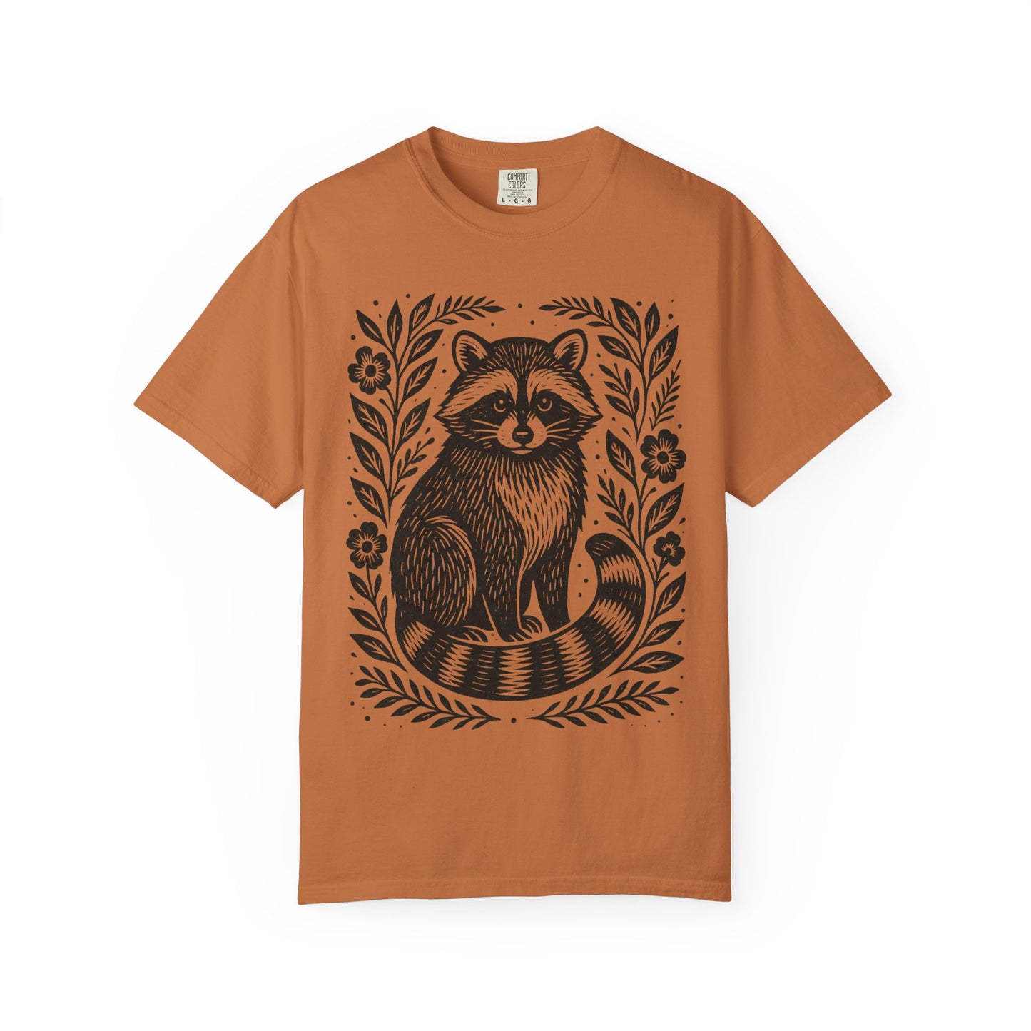 Woodcut Raccoon Illustration T-Shirt | Forest Animal Tee Wildlife lover Comfort Colors T-shirt