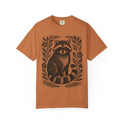 Woodcut Raccoon Illustration T-Shirt | Forest Animal Tee Wildlife lover Comfort Colors T-shirt