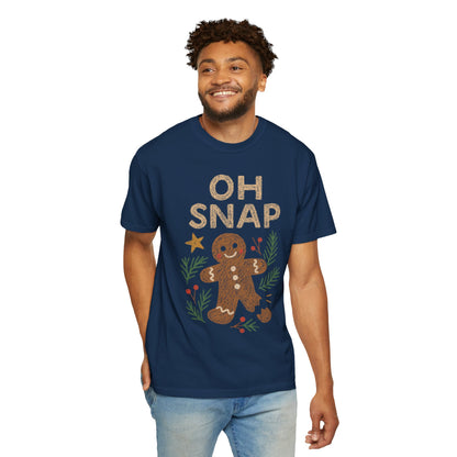 Oh Snap Gingerbread T-Shirt, Comfort Colors Tee, Christmas Shirt, Funny Holiday Top, Unisex Garment-Dyed Shirt