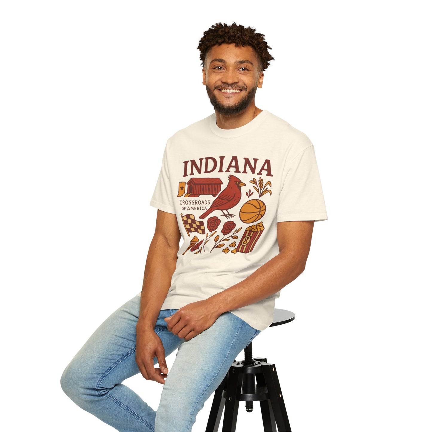 Indiana state symbols Cardinal & Hoosier Icons T-Shirt | Crossroads of America design Comfort Colors
