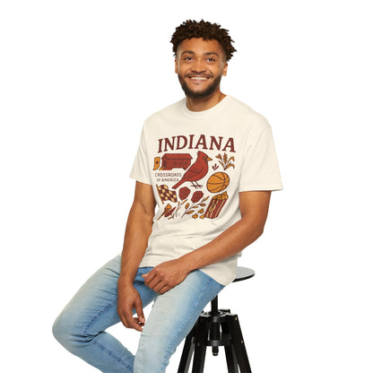 Indiana state symbols Cardinal & Hoosier Icons T-Shirt | Crossroads of America design Comfort Colors