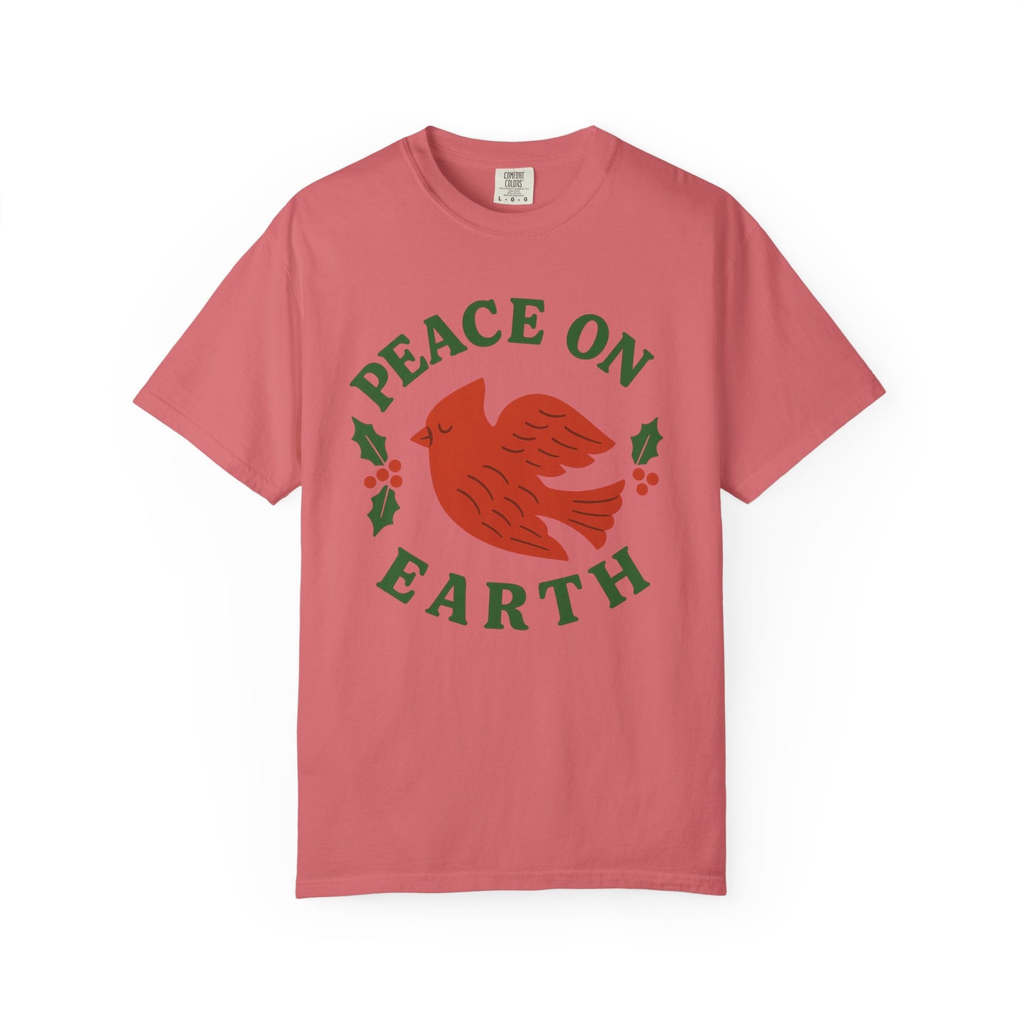 Peace On Earth Dove T-Shirt | Christmas holiday bird typography, Comfort Colors t-shirt