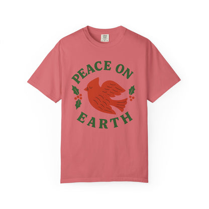 Peace On Earth Dove T-Shirt | Christmas holiday bird typography, Comfort Colors t-shirt