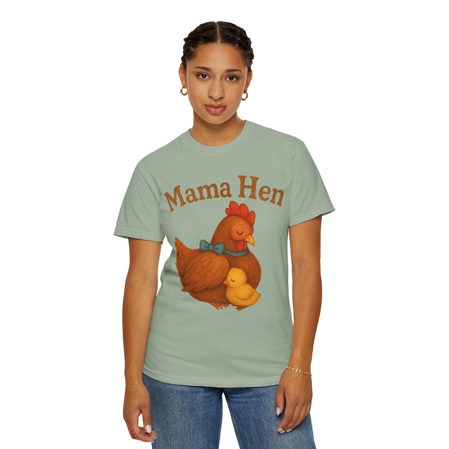 Mama Hen Comfort Colors T-Shirt, Chicken Lover Farm Tee - Unisex Garment-Dyed Shirt, Graphic Hen Tee, Funny Animal Tee, Farm Life Shirt,