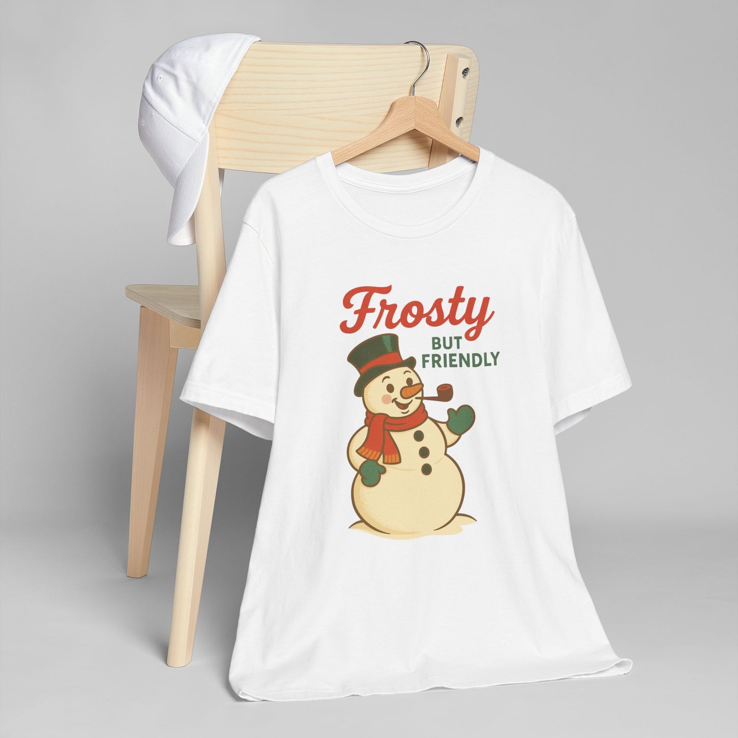 Frosty but Friendly T-Shirt, Holiday Apparel, Christmas Gift, Unisex Tee, Winter Fashion, Fun Snowman Shirt