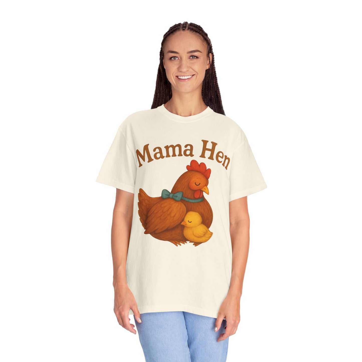 Mama Hen Comfort Colors T-Shirt, Chicken Lover Farm Tee - Unisex Garment-Dyed Shirt, Graphic Hen Tee, Funny Animal Tee, Farm Life Shirt,
