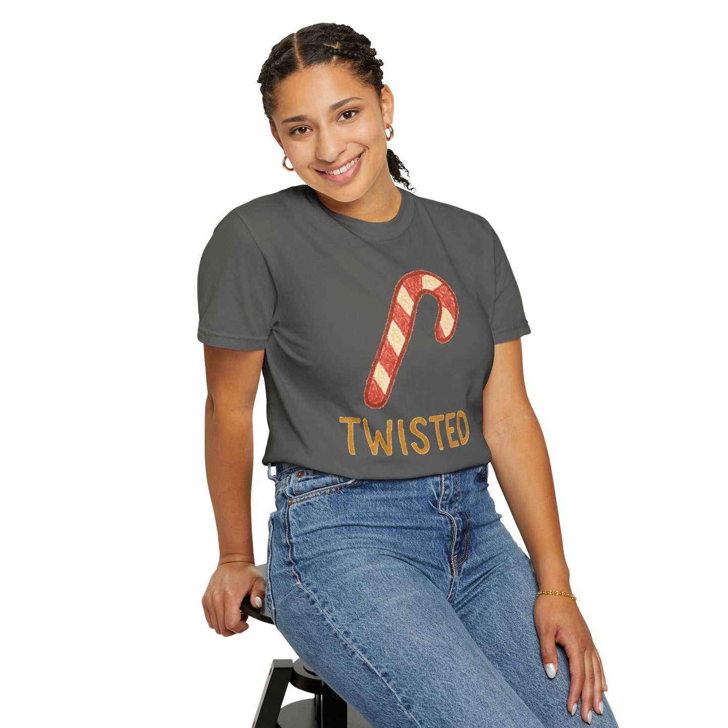 Candy Cane Twist T-shirt | Christmas Comfort Colors garment-dyed T-shirt