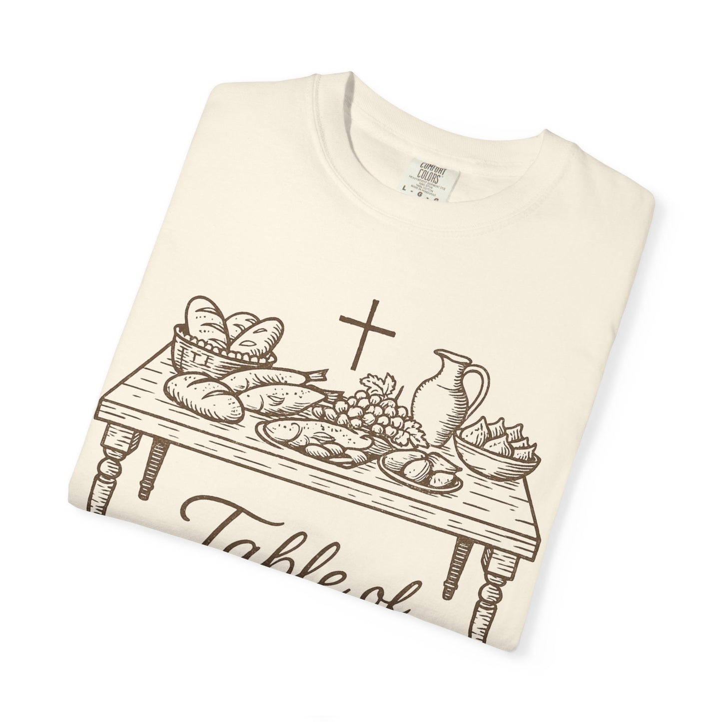 Table of Lydia Faith Comfort Colors T-Shirt, Religious Christian Tee, Unisex Garment-Dyed Shirt, Comfortable Inspirational Clothing, Soft