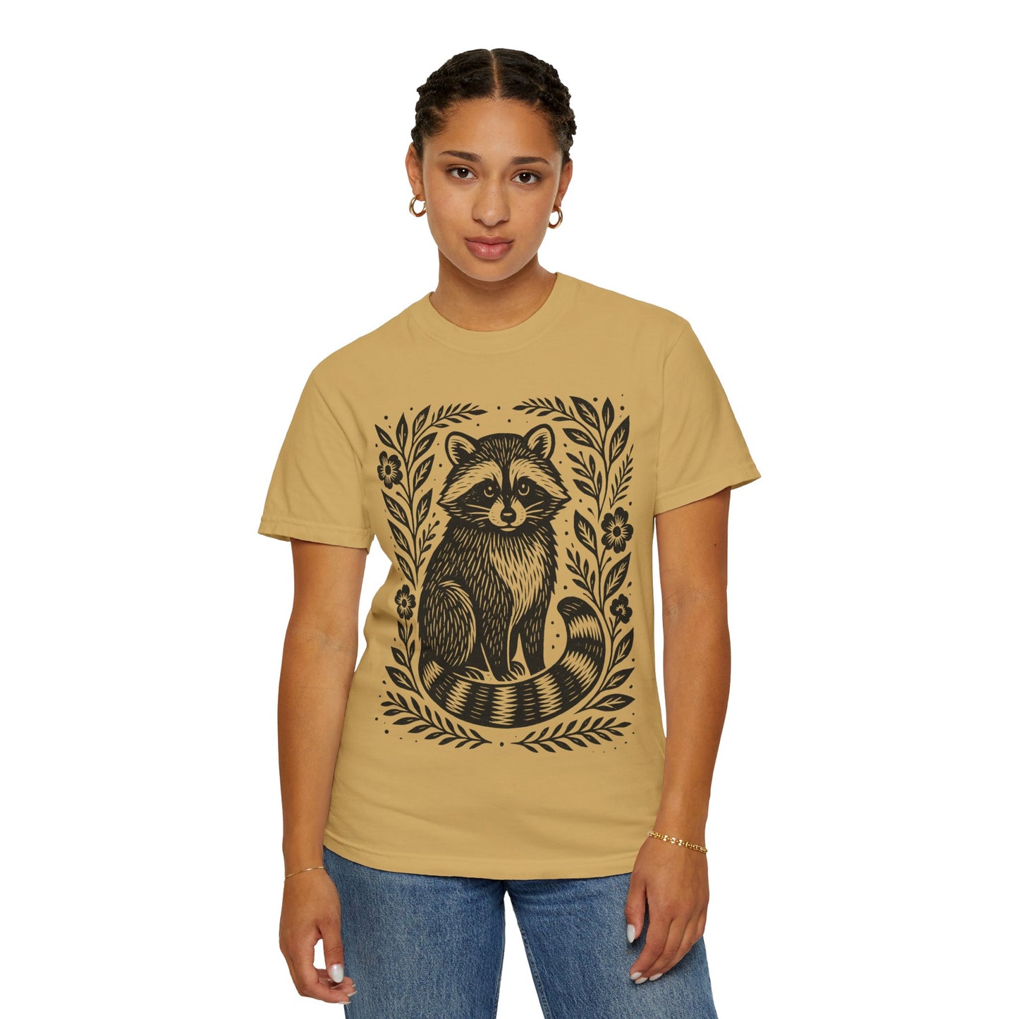 Woodcut Raccoon Illustration T-Shirt | Forest Animal Tee Wildlife lover Comfort Colors T-shirt