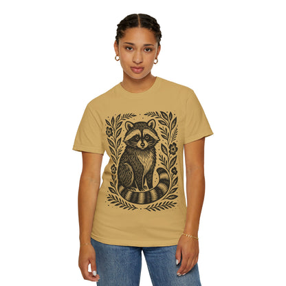 Woodcut Raccoon Illustration T-Shirt | Forest Animal Tee Wildlife lover Comfort Colors T-shirt