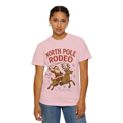 North Pole Rodeo T-shirt | Santa Riding Reindeer, Christmas Western Graphic, Comfort Colors