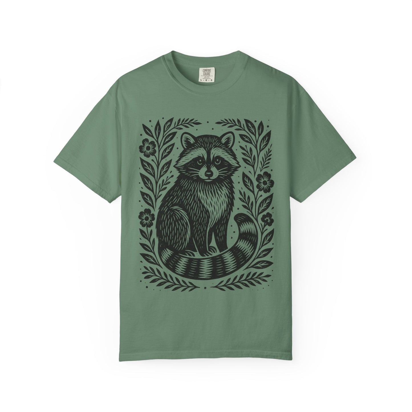 Woodcut Raccoon Illustration T-Shirt | Forest Animal Tee Wildlife lover Comfort Colors T-shirt