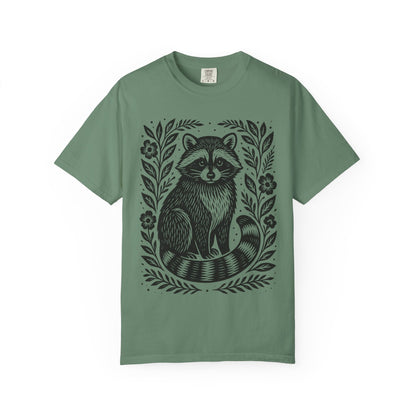 Woodcut Raccoon Illustration T-Shirt | Forest Animal Tee Wildlife lover Comfort Colors T-shirt