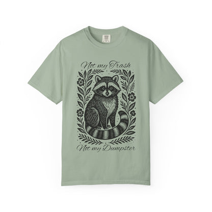 Woodcut Raccoon Illustration T-Shirt | Forest Animal Tee, Wildlife lover Comfort Colors T-shirt, Not my Trash Funny shirt