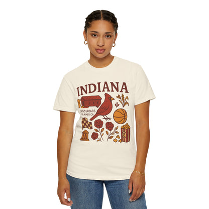 Indiana state symbols Cardinal & Hoosier Icons T-Shirt | Crossroads of America design Comfort Colors