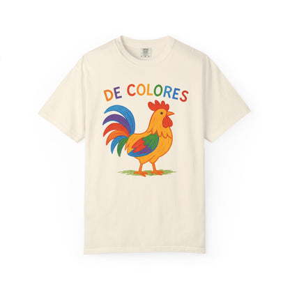 De Colores Comfort Colors Rooster T-shirt, Colorful Unisex Tee, Vibrant Rooster Shirt, Rainbow Chicken Top, Chicken Lover Gift