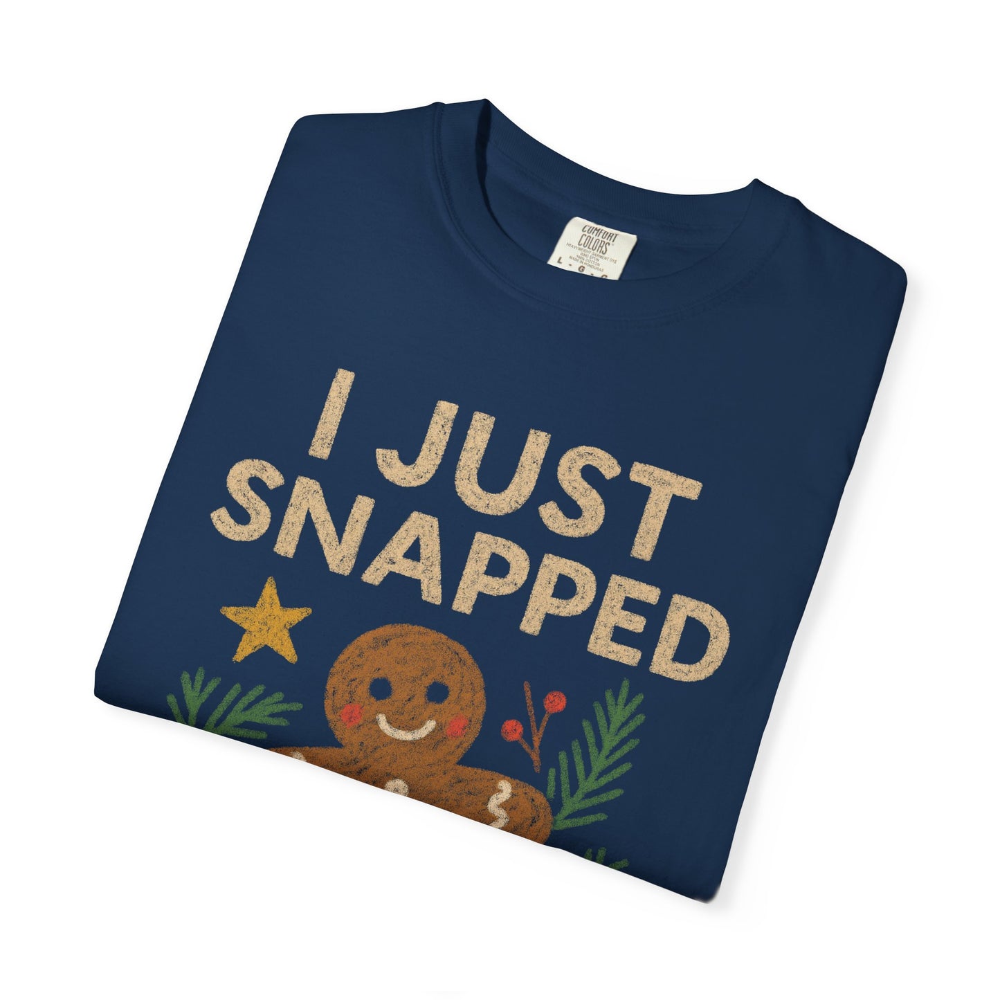 Funny Gingerbread Man Comfort Colors T-shirt, Unisex Christmas Tee, Holiday Shirt, Festive Apparel, Gift for Gingerbread Lover, Snapped