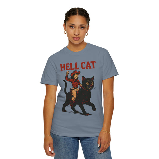Hell Cat Cowboy T-Shirt — Vintage Rodeo Cat Graphic Tee, Comfort Colors
