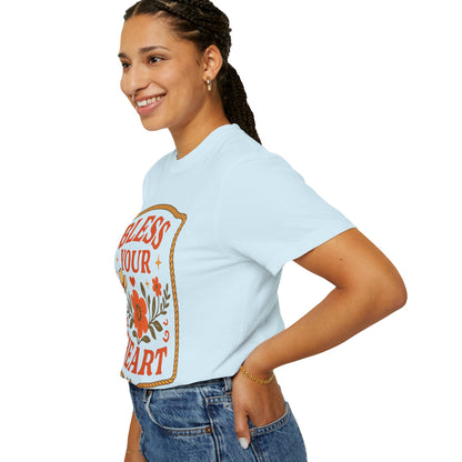 Bless Your Heart T-shirt | Floral Western Hat Horseshoe Design, Comfort Colors