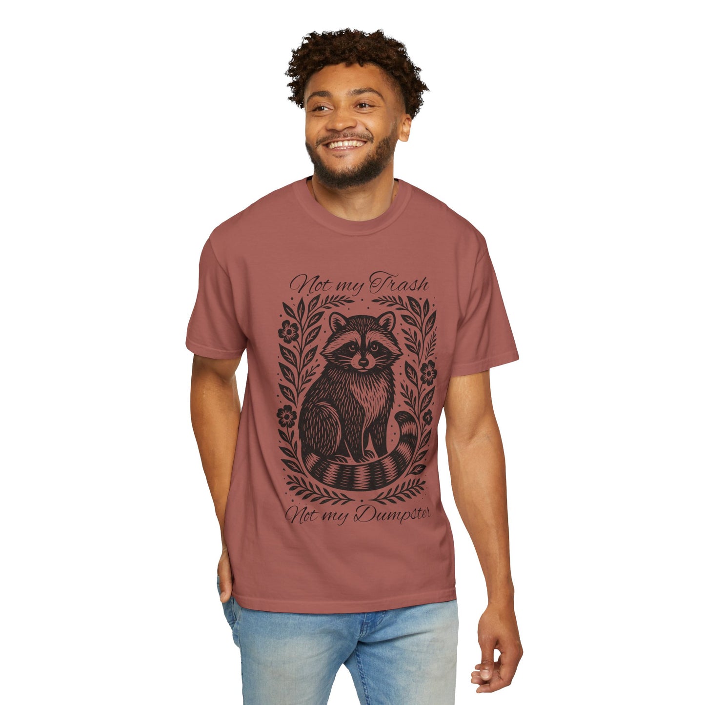 Woodcut Raccoon Illustration T-Shirt | Forest Animal Tee, Wildlife lover Comfort Colors T-shirt, Not my Trash Funny shirt