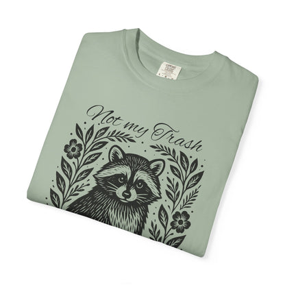 Woodcut Raccoon Illustration T-Shirt | Forest Animal Tee, Wildlife lover Comfort Colors T-shirt, Not my Trash Funny shirt