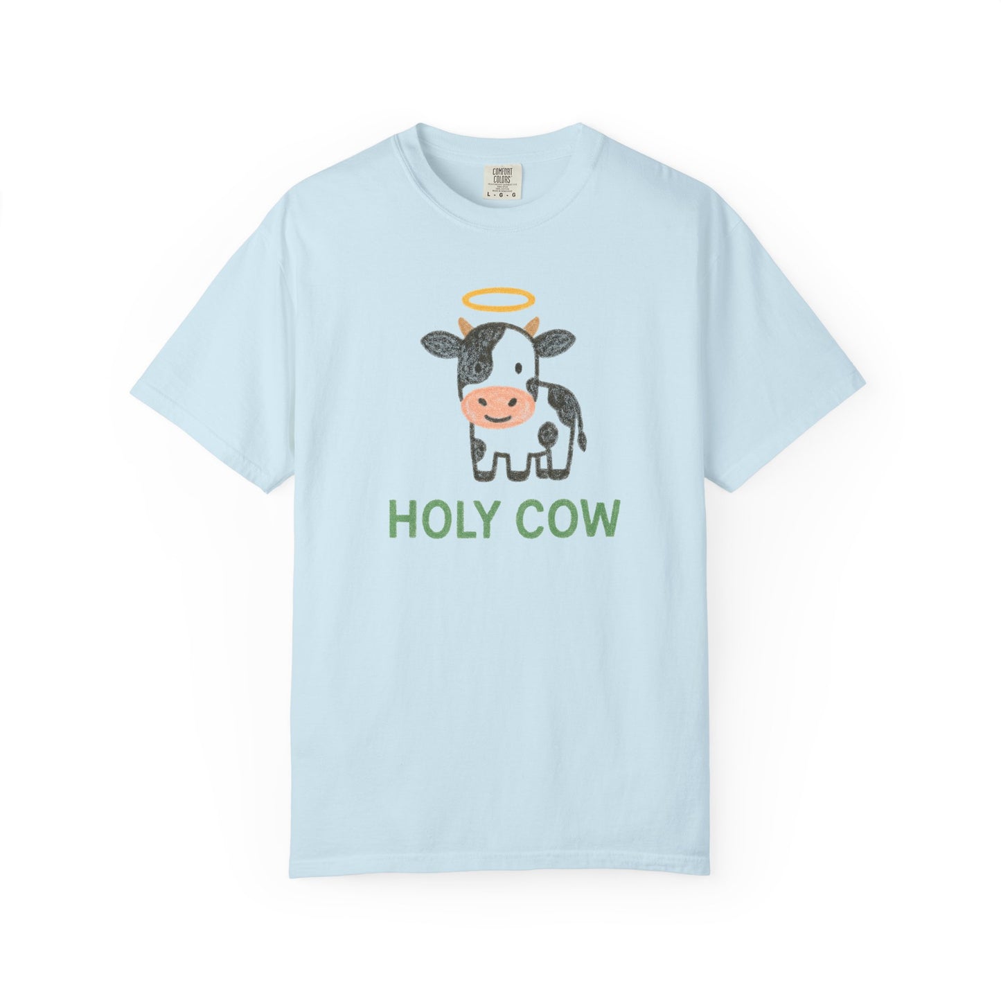 Holy Cow cartoon cow with halo T-Shirt | Cute farm animal tee Comfort Colors t-shirt