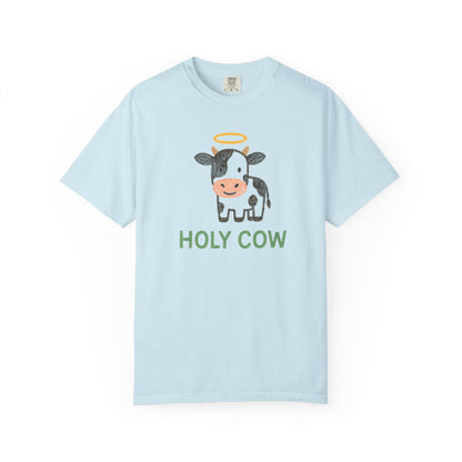 Holy Cow cartoon cow with halo T-Shirt | Cute farm animal tee Comfort Colors t-shirt