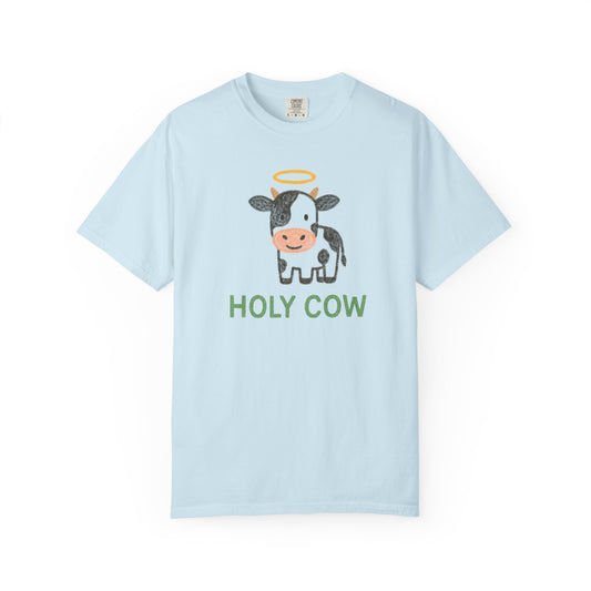 Holy Cow cartoon cow with halo T-Shirt | Cute farm animal tee Comfort Colors t-shirt