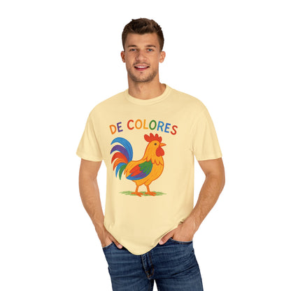 De Colores Comfort Colors Rooster T-shirt, Colorful Unisex Tee, Vibrant Rooster Shirt, Rainbow Chicken Top, Chicken Lover Gift