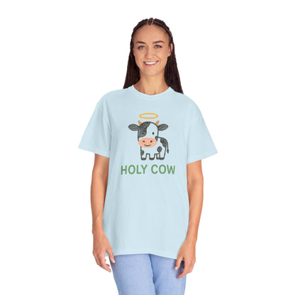 Holy Cow cartoon cow with halo T-Shirt | Cute farm animal tee Comfort Colors t-shirt