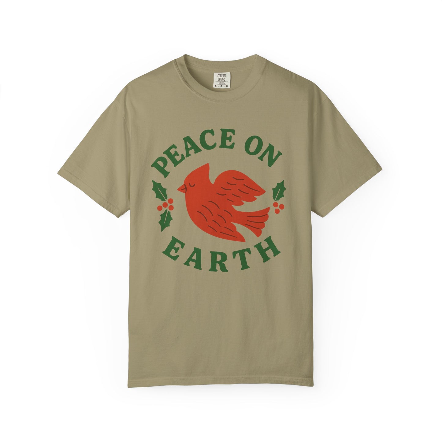Peace On Earth Dove T-Shirt | Christmas holiday bird typography, Comfort Colors t-shirt
