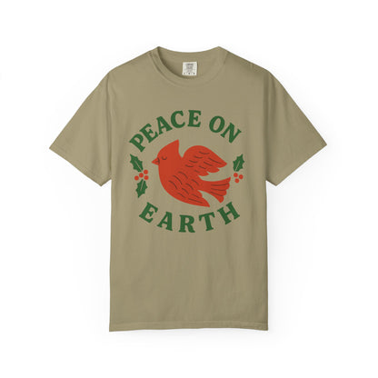 Peace On Earth Dove T-Shirt | Christmas holiday bird typography, Comfort Colors t-shirt