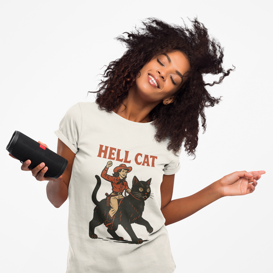 Hell Cat Cowboy T-Shirt — Vintage Rodeo Cat Graphic Tee, Comfort Colors