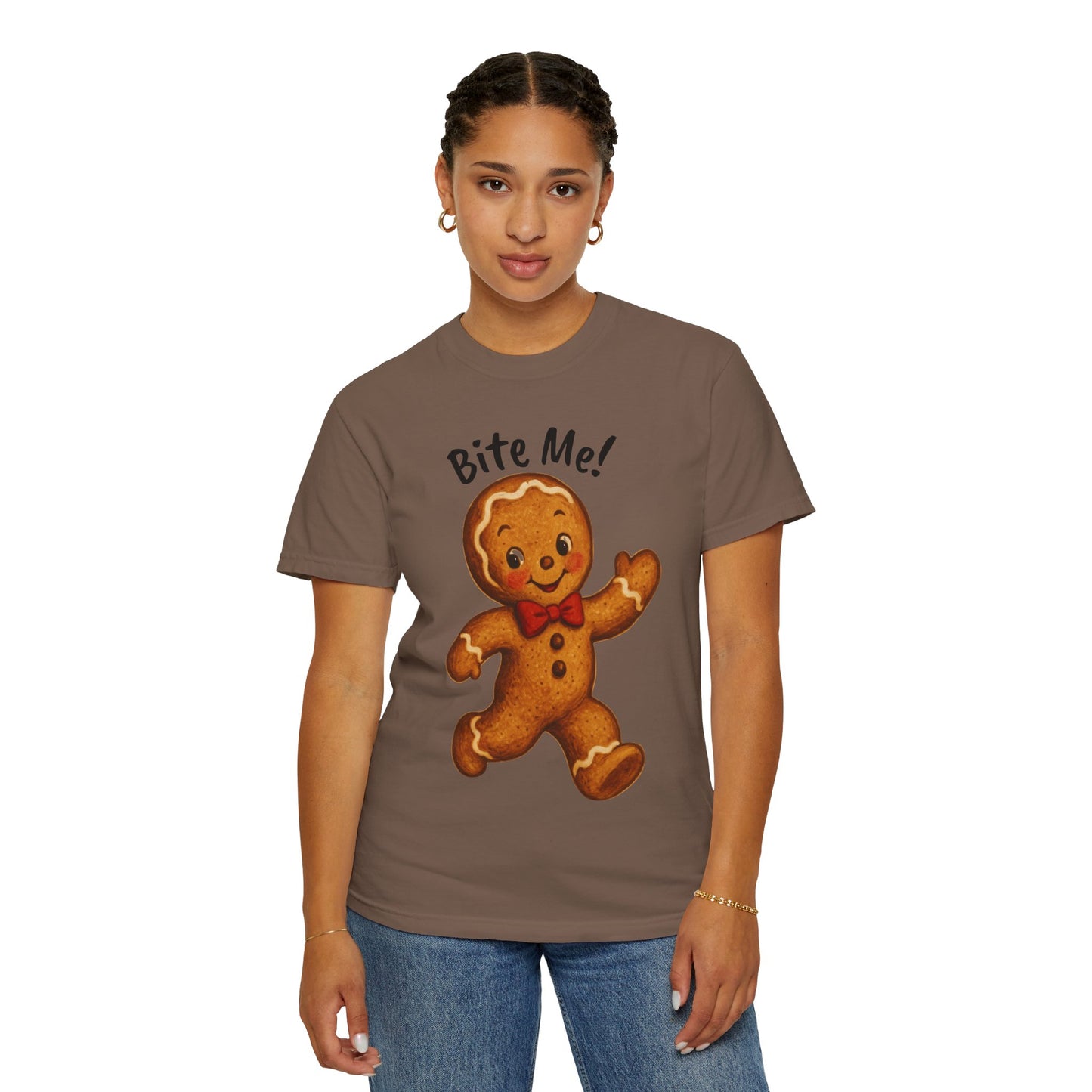 Cute Gingerbread Cookie T-Shirt | Retro Holiday Baking Graphic, Comfort Colors, Bite Me