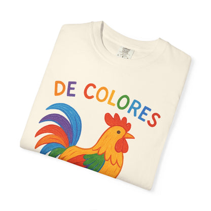 De Colores Comfort Colors Rooster T-shirt, Colorful Unisex Tee, Vibrant Rooster Shirt, Rainbow Chicken Top, Chicken Lover Gift