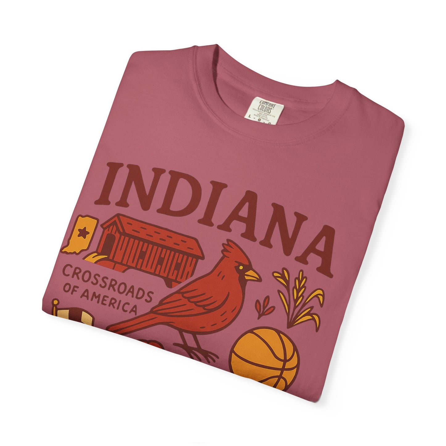 Indiana state symbols Cardinal & Hoosier Icons T-Shirt | Crossroads of America design Comfort Colors