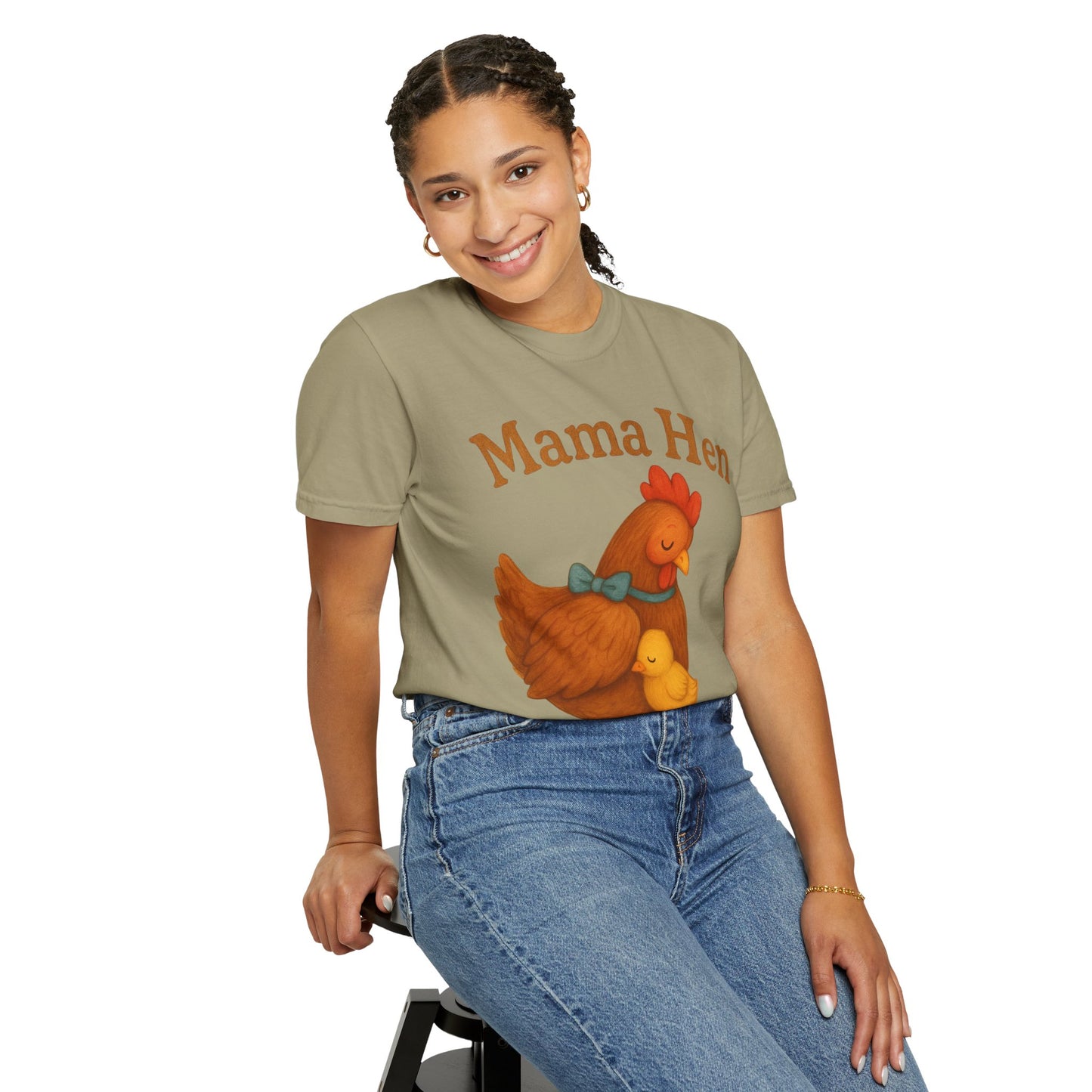 Mama Hen Comfort Colors T-Shirt, Chicken Lover Farm Tee - Unisex Garment-Dyed Shirt, Graphic Hen Tee, Funny Animal Tee, Farm Life Shirt,