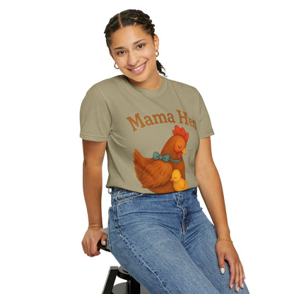 Mama Hen Comfort Colors T-Shirt, Chicken Lover Farm Tee - Unisex Garment-Dyed Shirt, Graphic Hen Tee, Funny Animal Tee, Farm Life Shirt,
