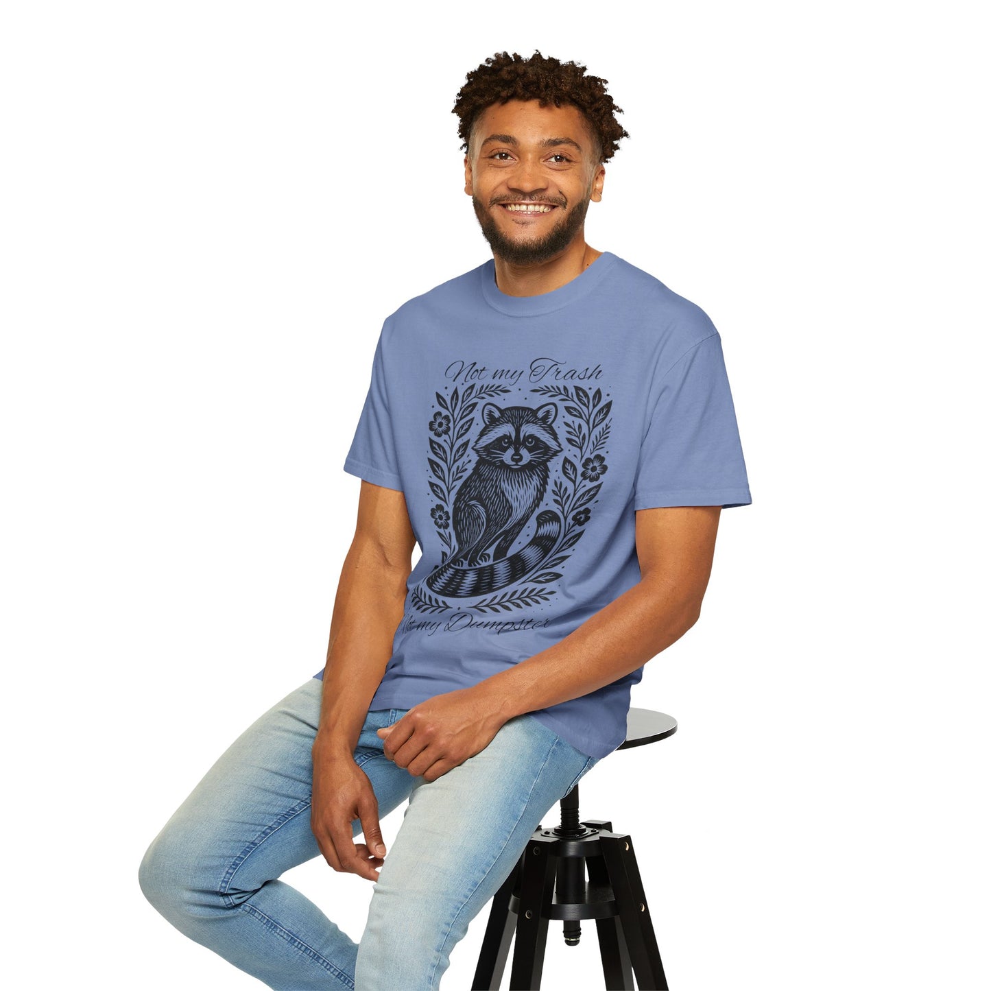 Woodcut Raccoon Illustration T-Shirt | Forest Animal Tee, Wildlife lover Comfort Colors T-shirt, Not my Trash Funny shirt