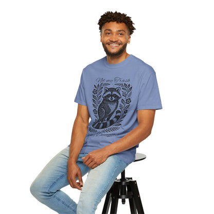 Woodcut Raccoon Illustration T-Shirt | Forest Animal Tee, Wildlife lover Comfort Colors T-shirt, Not my Trash Funny shirt