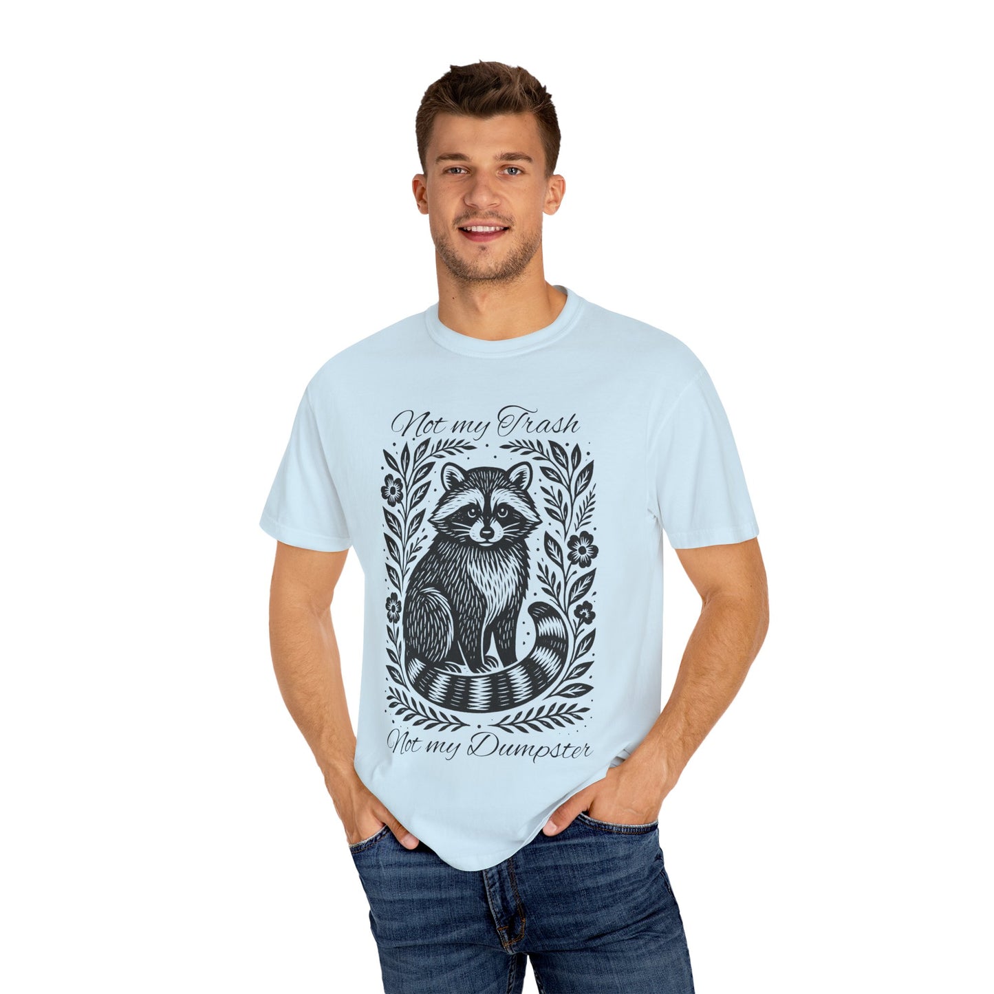 Woodcut Raccoon Illustration T-Shirt | Forest Animal Tee, Wildlife lover Comfort Colors T-shirt, Not my Trash Funny shirt