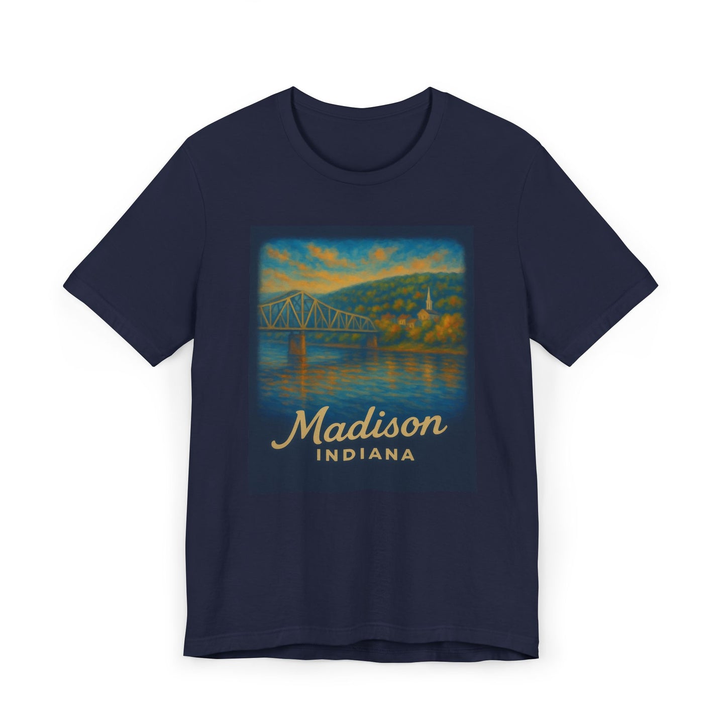 Madison Indiana Scenic River Bridge T-Shirt | Vintage Travel Poster