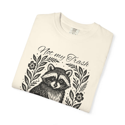 Woodcut Raccoon Illustration T-Shirt | Forest Animal Tee, Wildlife lover Comfort Colors T-shirt, Not my Trash Funny shirt