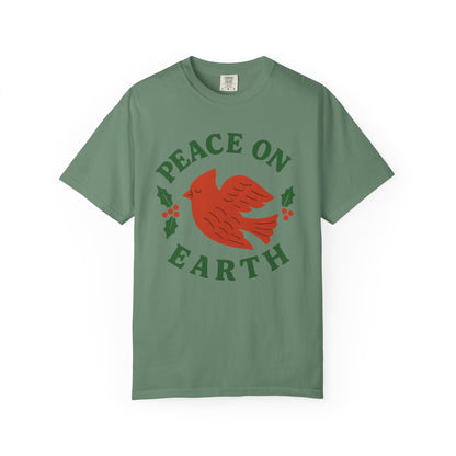 Peace On Earth Dove T-Shirt | Christmas holiday bird typography, Comfort Colors t-shirt
