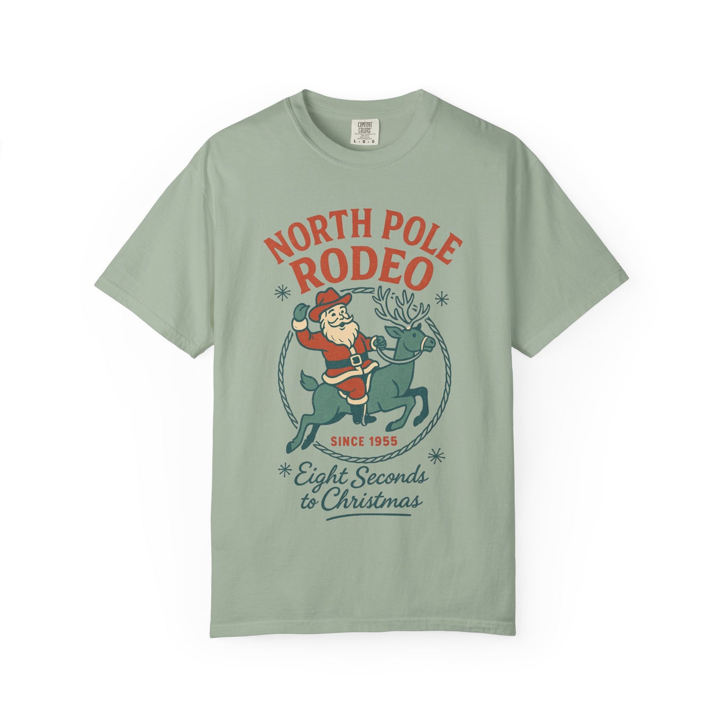 North Pole Rodeo Comfort Colors Tshirt, Christmas Unisex Tee, Holiday Graphic Shirt, Soft Cotton Top, Festive Apparel