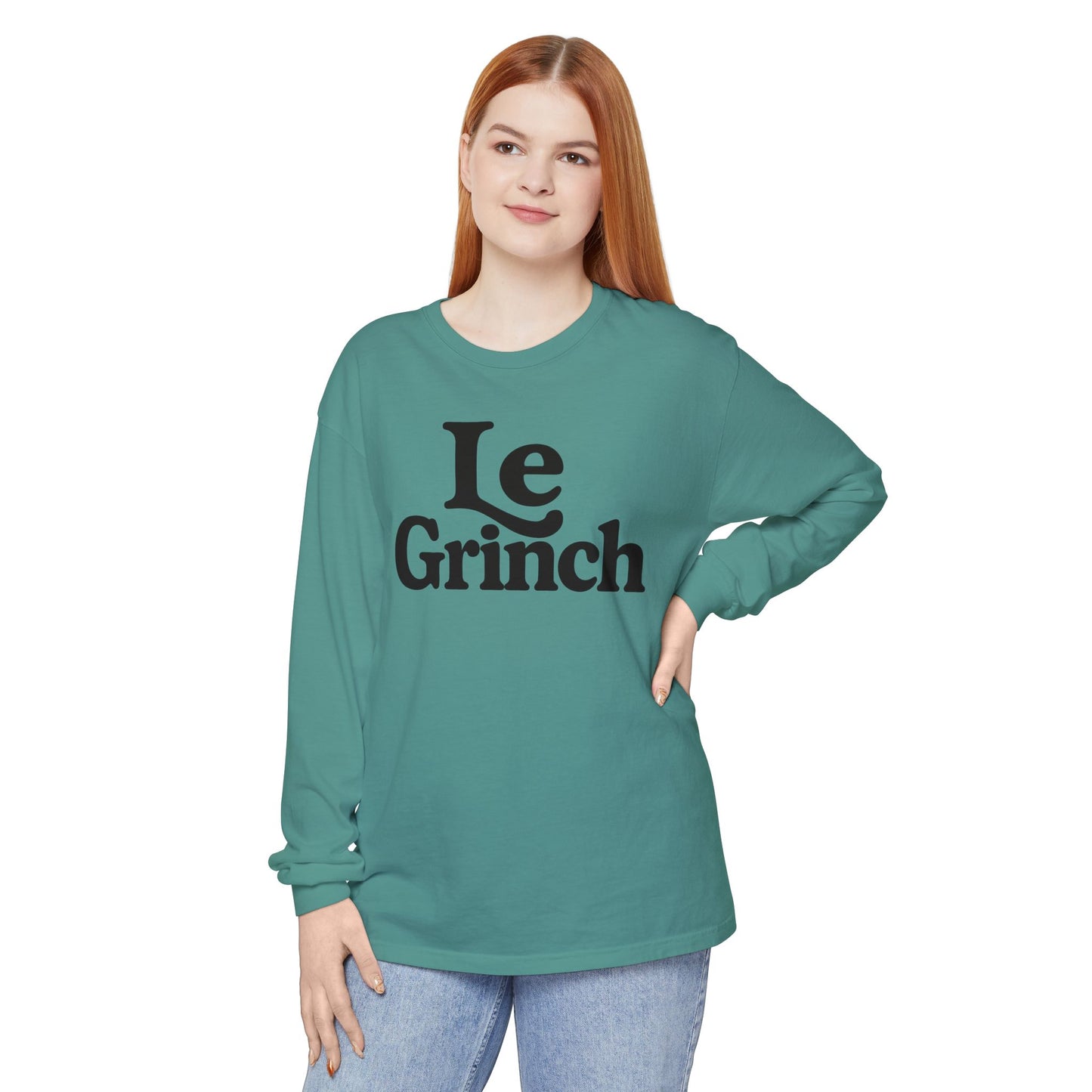 Le Grinch Long Sleeve T-Shirt | Typography Holiday Shirt, Comfort Colors